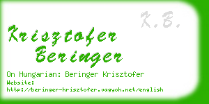 krisztofer beringer business card